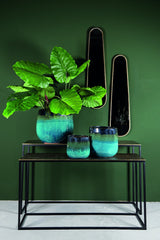 Vaso Nikka Blu | Vaso in terracotta smaltata con colature - CONFIG0338