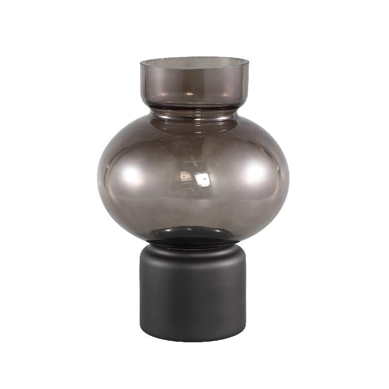 Vaso Nyda Grey H25,5 | Vaso in vetro con sfera grigio scuro - 707181