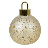 Decoro Luminoso Palla Vetro Oro con Stelle Ø15 Cm Led a Batteria