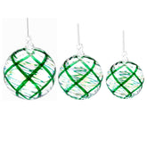 Palla Vetro Intrecci Verde Ø12 | Palline di Natale in vetro soffiato EDG - CONFIG0402