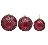 Palla Vetro Jems : Palline di Natale in vetro rosso con rilievi 3D - CONFIG0209
