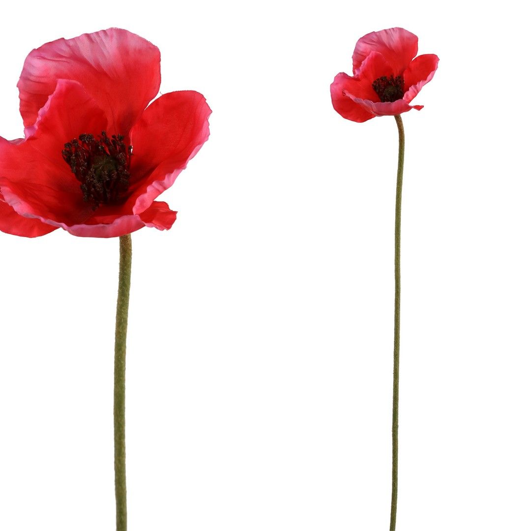 10 Steli Di Papaveri Rossi Artificiali Con 4 Fiori Per Stelo - Omaggi Finti Selvatici 45 Cm Per Arredamento