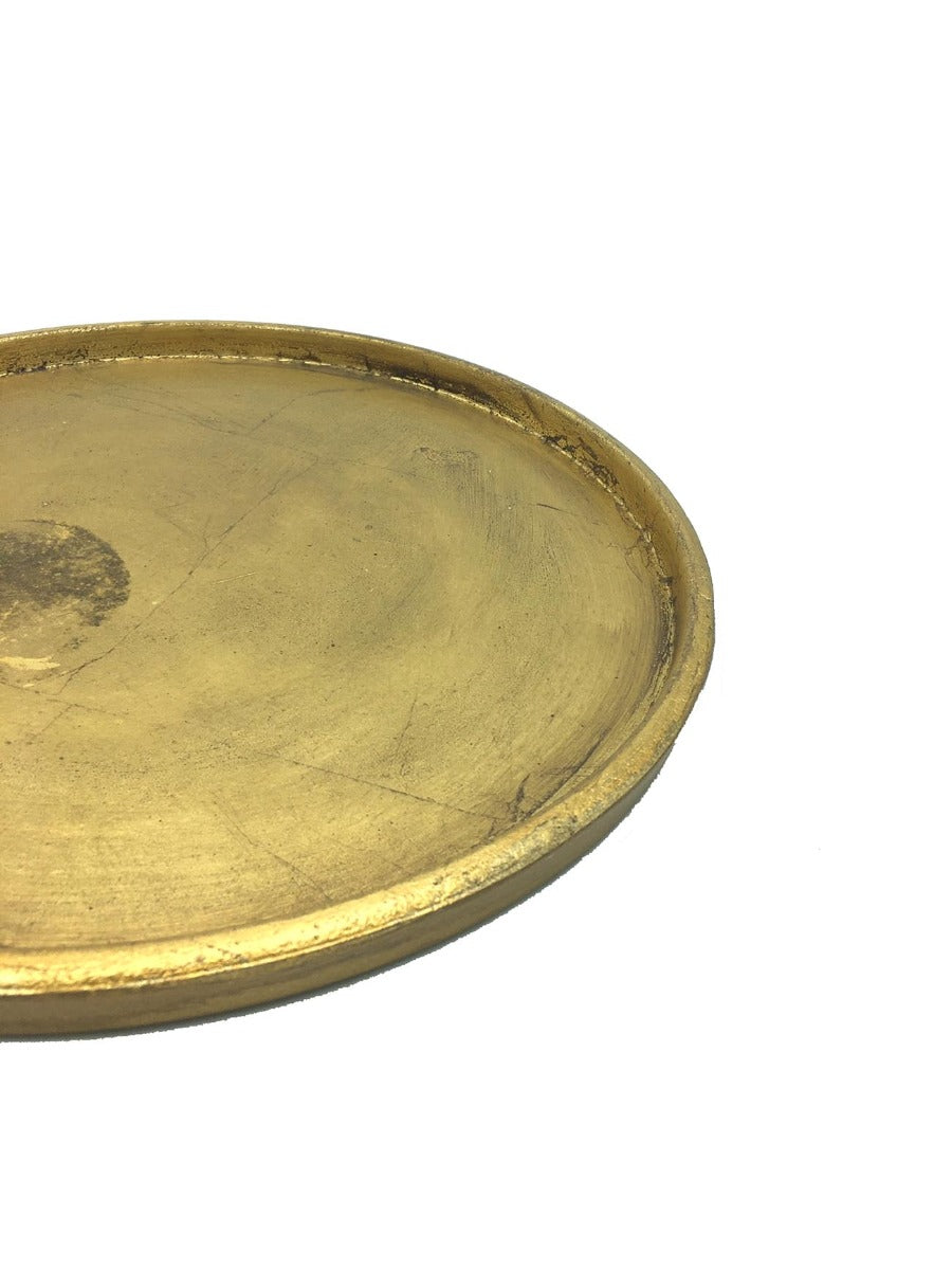 Piatto portacandele in legno oro - 640288