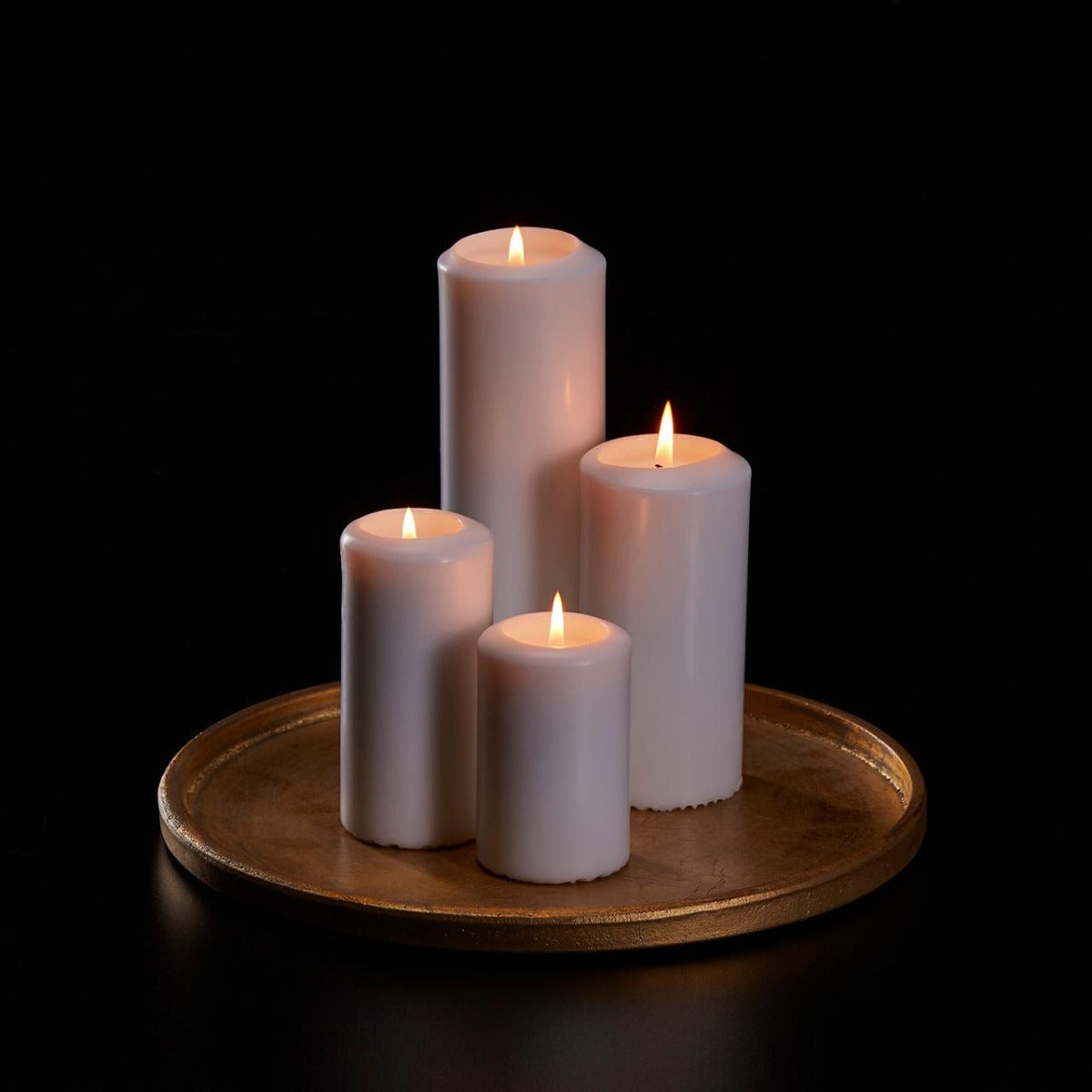 Piatto portacandele in legno oro - 640288