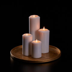 Piatto portacandele in legno oro - 640288