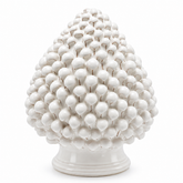Pigna decorativa in ceramica bianca EDG Enzo De Gasperi H25 Ø19,5 cm, soprammobile ornamentale