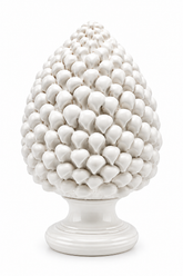 Pigna decorativa in ceramica bianca EDG Enzo De Gasperi H33 Ø20 cm, soprammobile ornamentale
