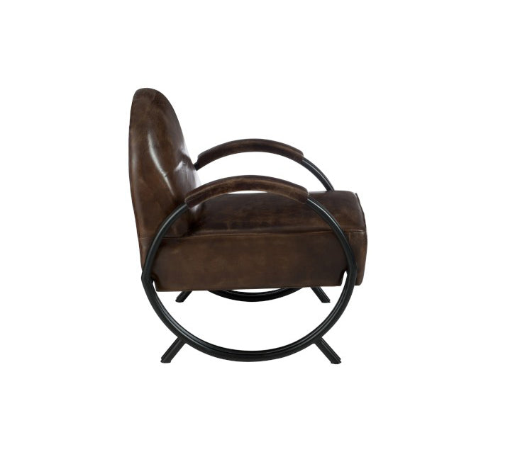 Poltrona 1 Posto Design Pelle e Metallo Marrone - 76319