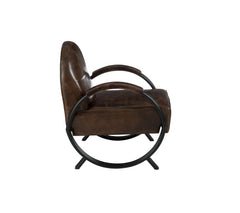 Poltrona 1 Posto Design Pelle e Metallo Marrone - 76319