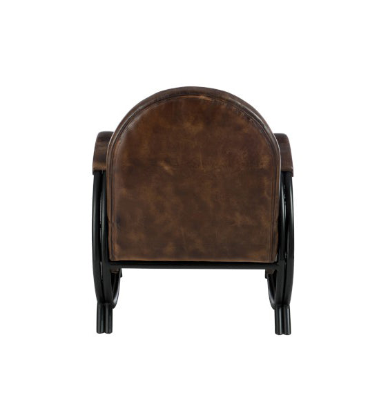 Poltrona 1 Posto Design Pelle e Metallo Marrone - 76319