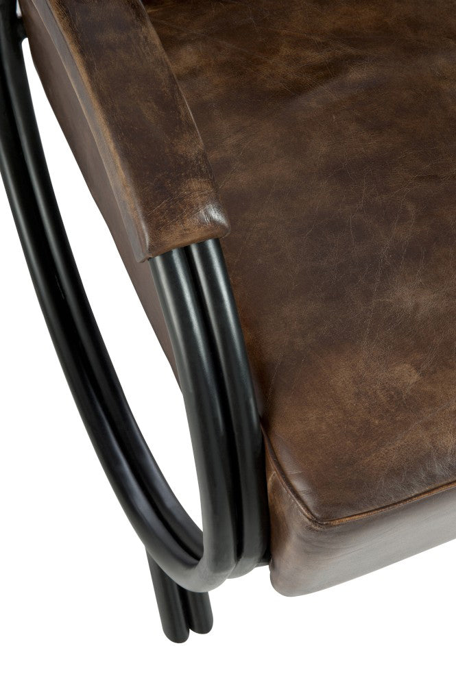 Poltrona 1 Posto Design Pelle e Metallo Marrone - 76319