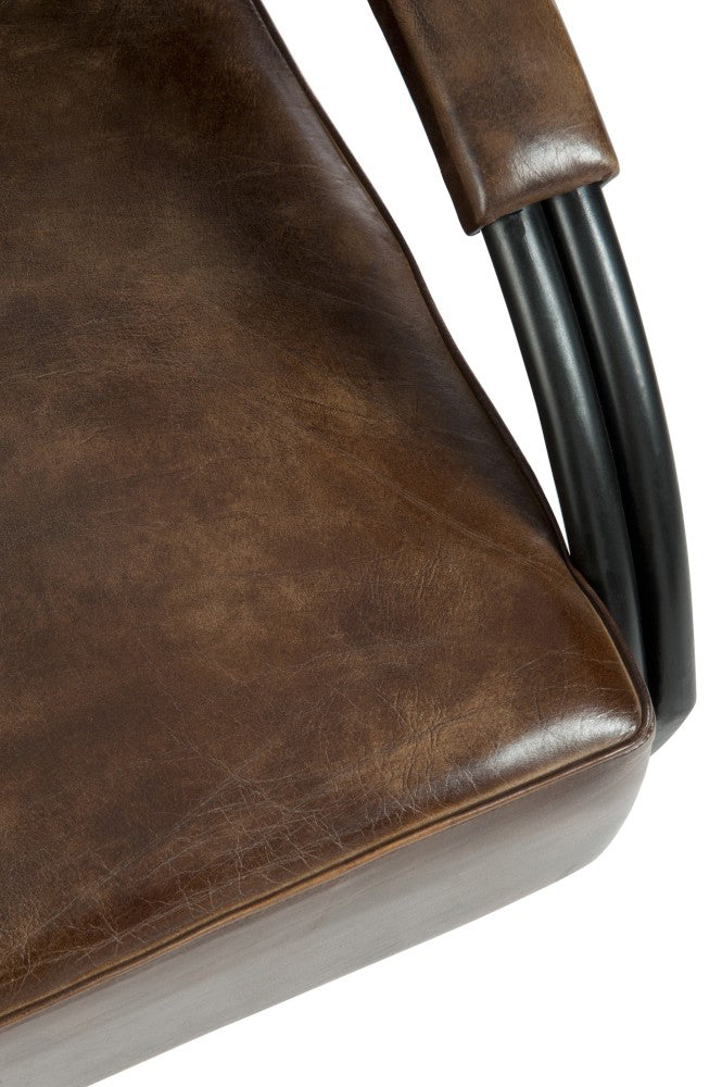 Poltrona 1 Posto Design Pelle e Metallo Marrone - 76319