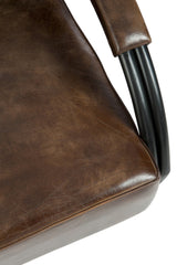 Poltrona 1 Posto Design Pelle e Metallo Marrone - 76319
