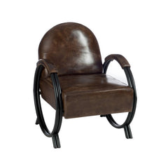 Poltrona 1 Posto Design Pelle e Metallo Marrone - 76319