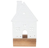 Porta tealight Snowball in legno e porcellana a forma di casa - 4990414