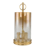 Portacandela 3 candele in vetro fumé e alluminio oro H37,5 cm