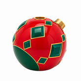 Portacandela Palla Xmas a Rombi Verde e Rosso EDG Enzo De Gasperi Ø 13 × H 12 cm in poliresina