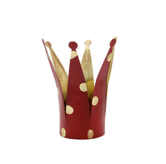 Portacandele Corona rosso a pois oro H24 - 1212899-M