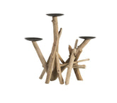 Portacandela con Rami in Legno Naturale - 91353