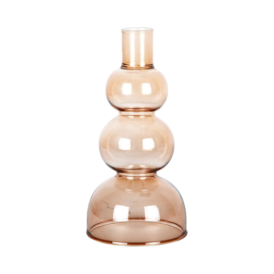 Portacandele Cerchi S in Vetro Color Sabbia H16 D8 - PT3892SB