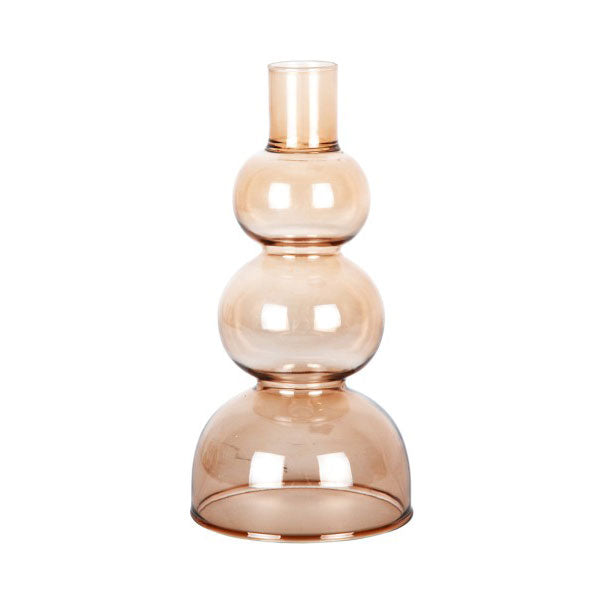 Portacandele Cerchi L in Vetro Color Sabbia H20 D10 - PT3893SB