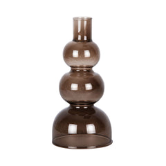 Portacandele Cerchi S in Vetro Marrone H16 D8 - PT3892DB