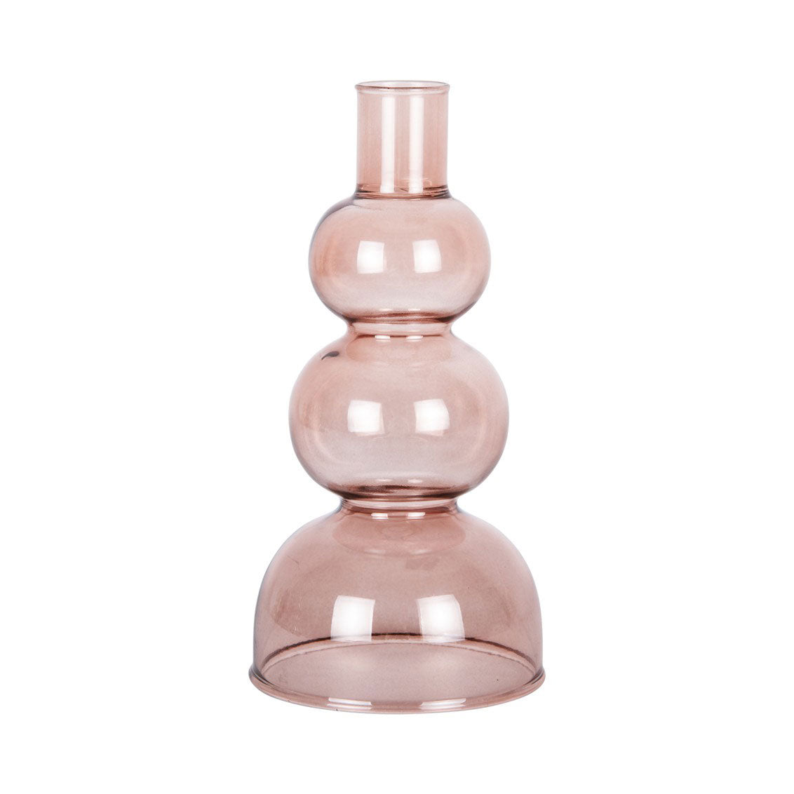 Portacandele Cerchi S in Vetro Rosa Chiaro H16 D8 - PT3892PI