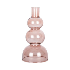 Portacandele Cerchi S in Vetro Rosa Chiaro H16 D8 - PT3892PI