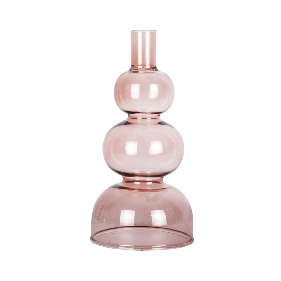 Portacandele Cerchi L in Vetro Rosa Chiaro H20 D10 - PT3893PI