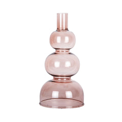 Portacandele Cerchi L in Vetro Rosa Chiaro H20 D10 - PT3893PI