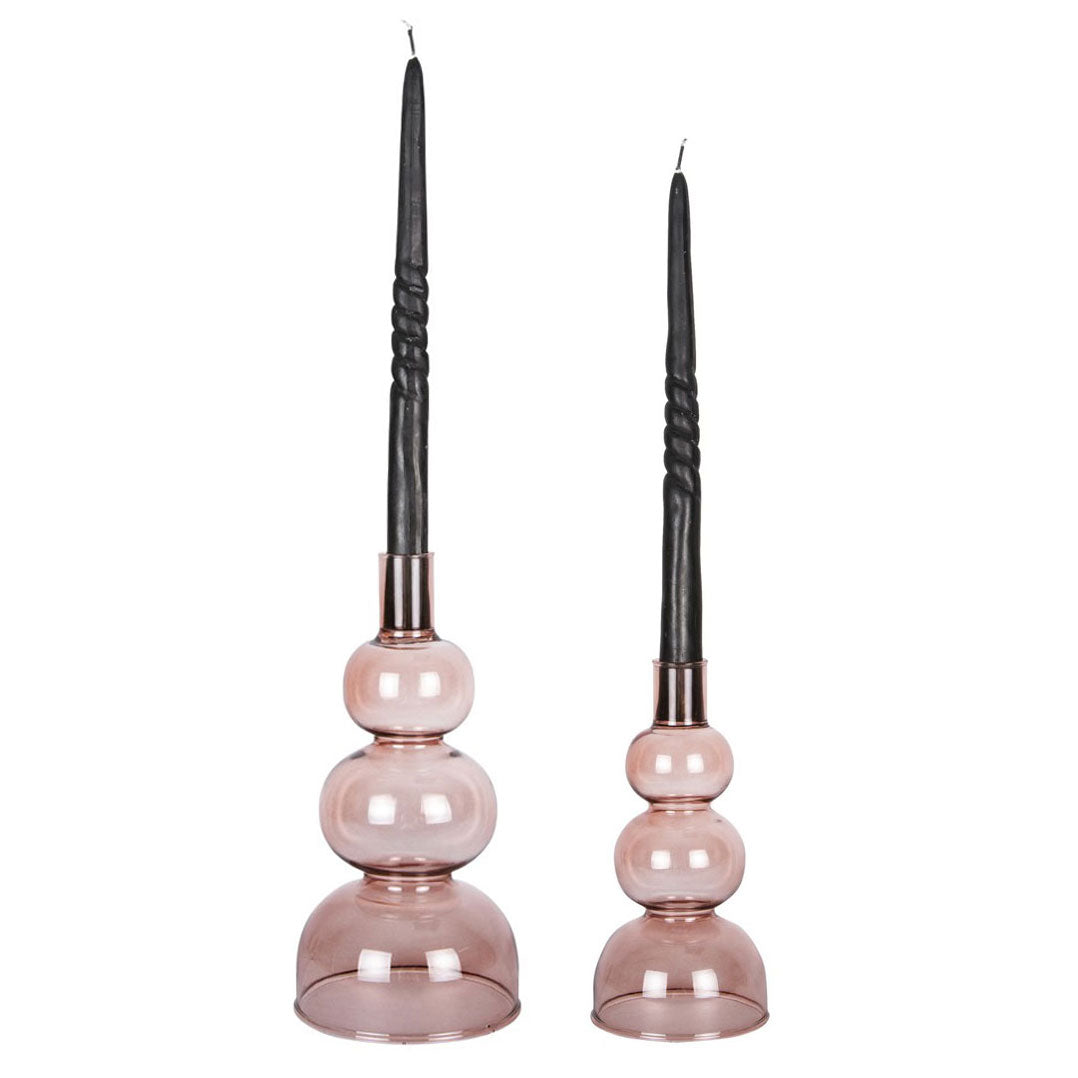 Portacandele Cerchi in Vetro Rosa Chiaro - CONFIG0435