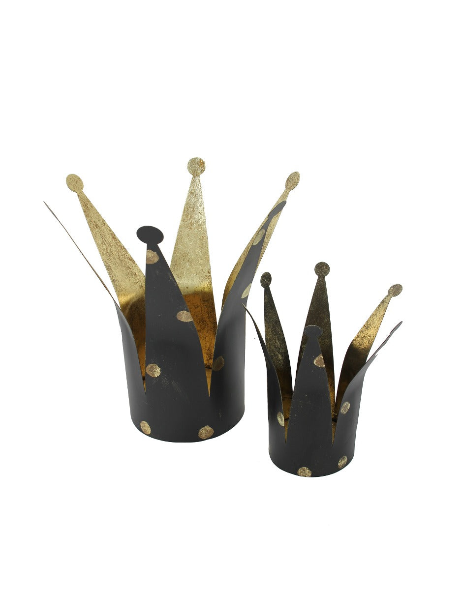 Portacandele Corona nero a pois oro - CONFIG0303