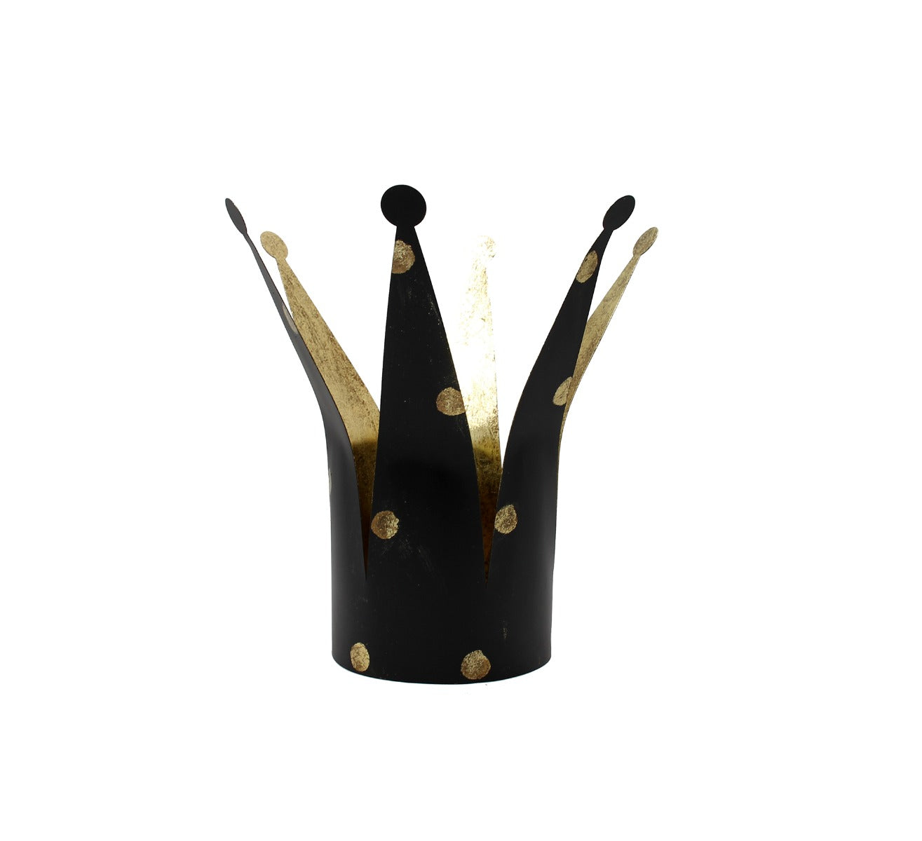 Portacandele Corona nero a pois oro H37 - 1212930-L