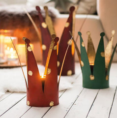 Portacandele Corona rosso a pois oro - CONFIG0302