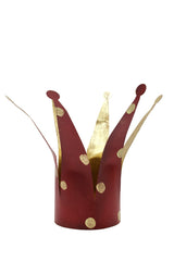 Portacandele Corona rosso a pois oro H37 - 1212899-L