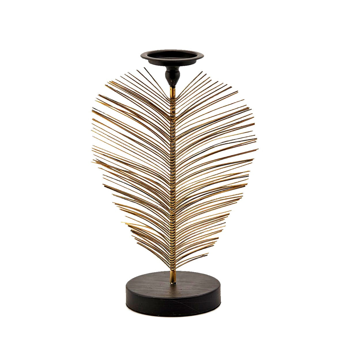 Portacandele Foglia Palma oro H45 - 601736