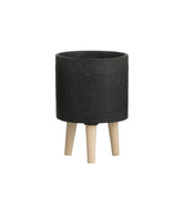 Portavaso Zampa in Cemento Verde Petrolio H29 : Vaso di design in cemento su piedini in Legno - 90208-VP