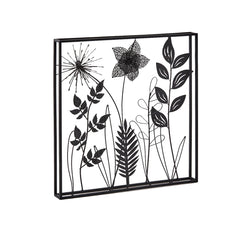 Quadro foglie metallo nero quadrato H41x41 - 601469