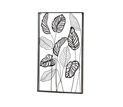 Quadro foglie metallo Nero Verticale H81x47 - 601452