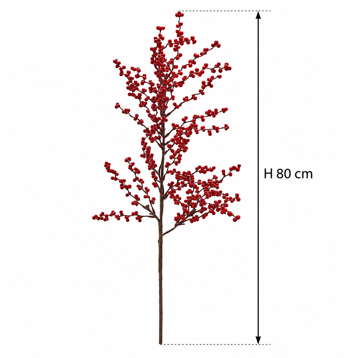 Ramo artificiale Bacche Ilex Rosso H 100 cm per vasi e composizioni floreali natalizie