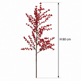 Ramo artificiale Bacche Ilex Rosso H 100 cm per vasi e composizioni floreali natalizie