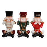 Set 3 schiaccianoci natalizi in resina H19 cm Non Vedo Non Sento Non Parlo