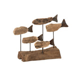 Scultura 5 pesci su base tronco in legno naturale - 11312