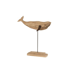 Scultura Balena in legno naturale H29 - 11058