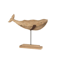 Scultura Balena in legno naturale H40 - 11059
