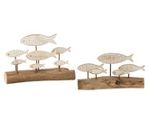 Scultura branco di pesci bianchi su ramo di quercia - CONFIG0258