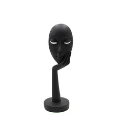 Scultura Maschera Nera su Mani H37 in Resina - Z074-75N-L