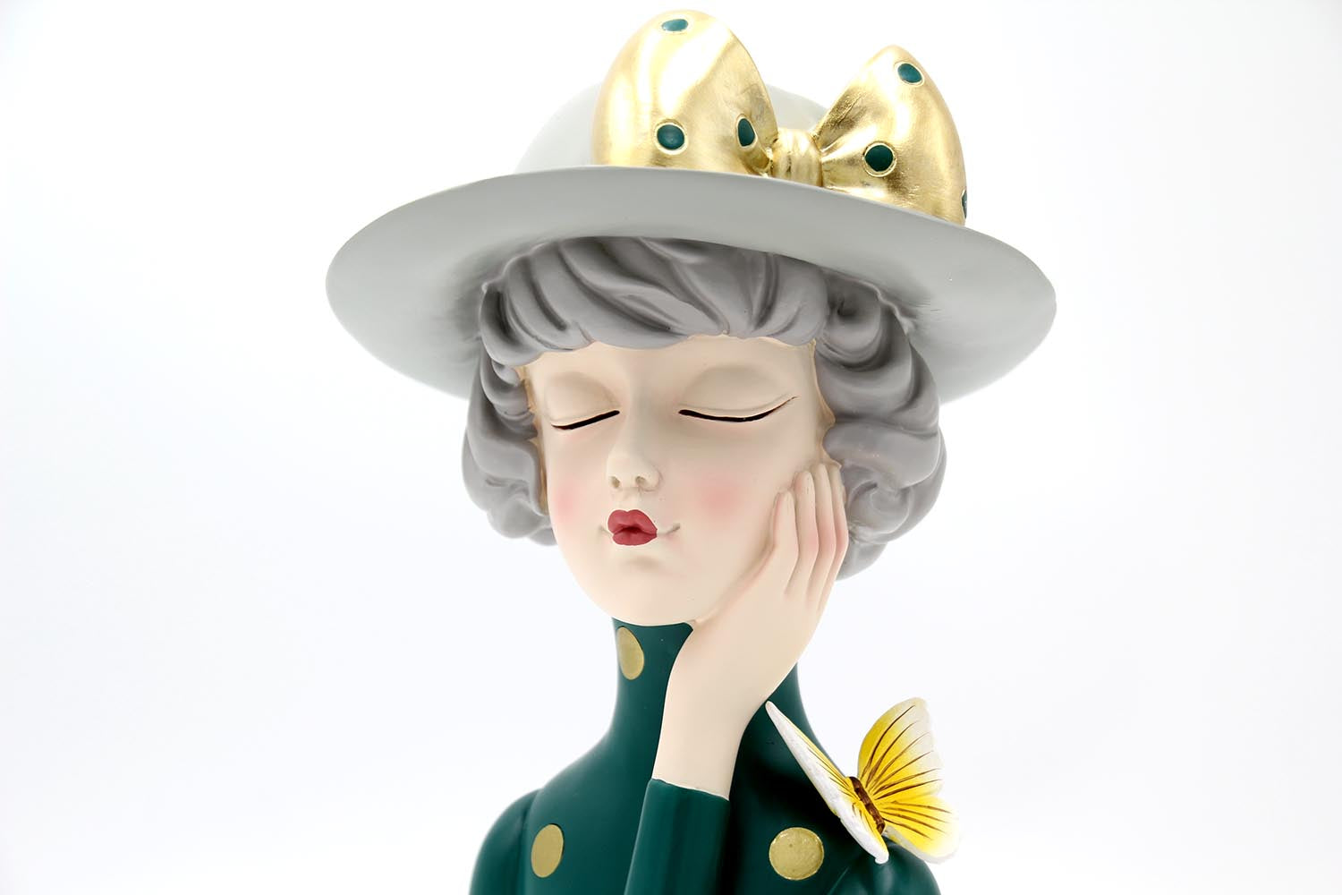 Scultura Mezzo Busto Donna con Cappello Portafiori - YCY-Z024