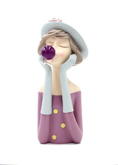 Scultura Mezzo Busto Donna con Palloncino Chewing Gum LED - YCY-Z013-LED