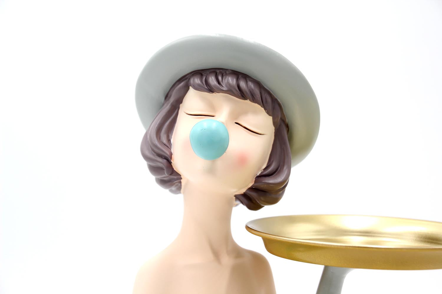 Scultura Mezzo Busto Donna con Vassoio in Metallo - YCY-Z011